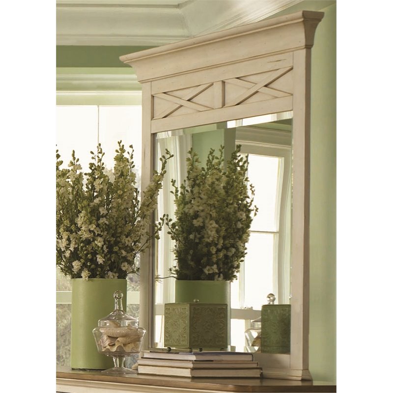 Liberty Furniture Ocean Isle Mirror in Bisque with Natural Pine
