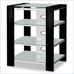 Tech-Craft Sorrento 32" Black Wood and Tempered Frosted Glass Audio Rack