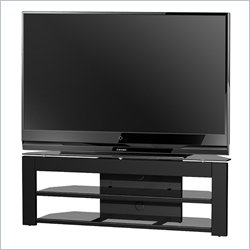 Tech-Craft Monaco 58 Inch Metal and Glass TV Stand in High-Gloss Black Finish