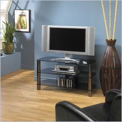 Tech-Craft Sorrento 41 Inch Tempered Smoked Glass TV Stand with Metal Posts