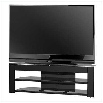Tech-Craft Monaco 58 Inch Metal and Glass TV Stand in High-Gloss Black Finish