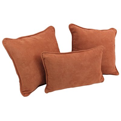 Blazing Needles 18" Futon Micro Suede Pillows with Bolster Package Set
