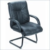 Boss Office Products Contemporary Black Italian Leather Guest Chair with Cantilever Base