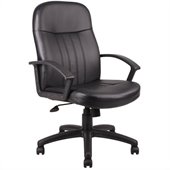 Boss Office Products Leather Contemporary Executive Chair in Black