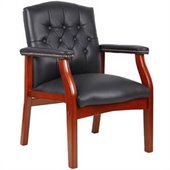 Boss Office Products Traditional Tufted Style Italian Leather Guest Chair