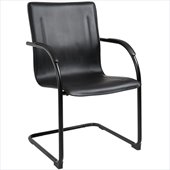 Boss Office Products Black on Black Vinyl Guest Chair with Cantilever Base (Set of 4)