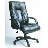 Boss Office Products Contemporary High-Back Black Italian Leather Office Chair with Knee Tilt