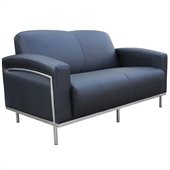 Boss Office Products Black Caressoft Plus Love Seat with Chrome Frame