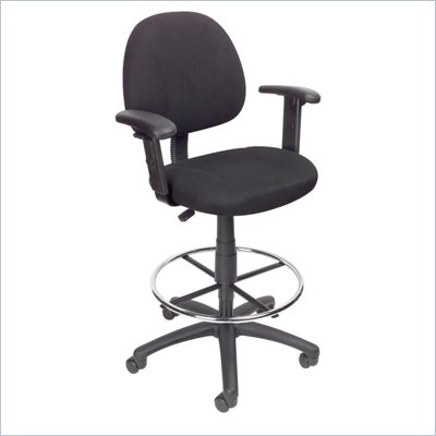 Boss Office Products Contoured Fabric Drafting Stool with Adjustable Arms