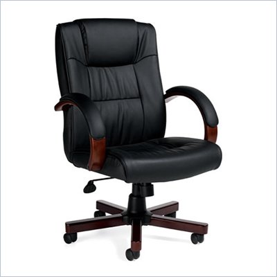 Offices To Go Luxhide Executive Chair with Wood Arms and Base
