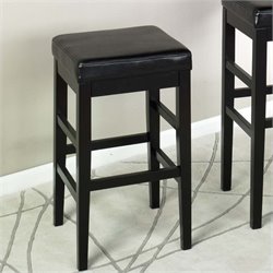 Armen Living Sonata 26" High Black Leather Backless Counter Stool