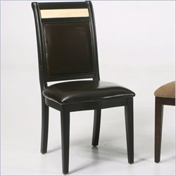 Armen Living Leather and Marble Inlay Casual Dining Side Chair in Espresso Finish