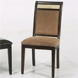 Armen Living Fabric with Marble Inlay Casual Dining Side Chair in Espresso Finish