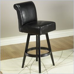 Armen Living 26" High Ebony Swivel Curved Top Back Counter Stool
