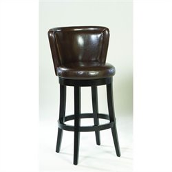 Armen Living Lisbon 26" High Brown Leather Swivel Counter Stool