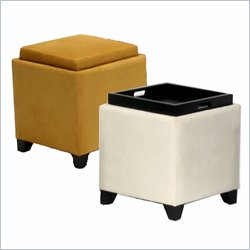 Armen Living Micro Fiber Storage Ottoman