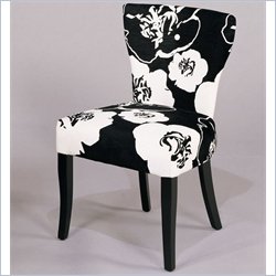 Armen Living Black and White Floral Fabric Casual Dining Side Chair