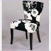 Armen Living Black and White Floral Fabric Casual Dining Side Chair (Set of 2)