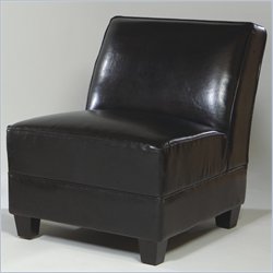Armen Living Canyon Black Leather Armless Club Chair
