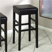 Armen Living Sonata 30 High Black Leather Backless Bar Stool