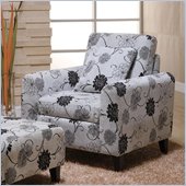 Armen Living Marietta Black & White Floral Pillow Back Club Chair