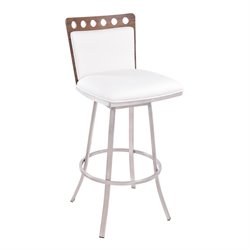 Armen Living Cosmo 26 Stationary Black & White Fabric Barstool