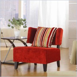 Armen Living Cosmopolitan Armless Club Chair with Pillow in Red