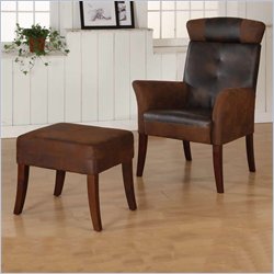 Armen Living Sheridan Club Chair & Ottoman Set in Rich Brown