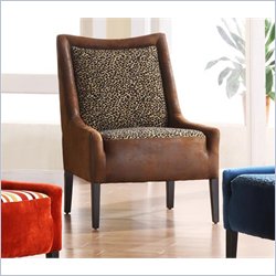Armen Living Mardi Gras Faux Leather Club Chair in Wrangler with Leopard Print