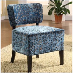Armen Living St. Croix Armless Club Chair in Blue Velvet
