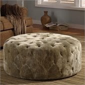 Armen Living Victoria Round Ottoman in Moss Green