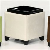 Armen Living Rainbow Micro Fiber Storage Ottoman in Beige