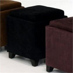 Armen Living Rainbow Micro Fiber Storage Ottoman in Black