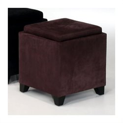 Armen Living Rainbow Micro Fiber Storage Ottoman in Eggplant