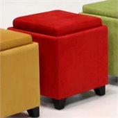 Armen Living Rainbow Micro Fiber Storage Ottoman in Red