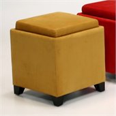 Armen Living Rainbow Micro Fiber Storage Ottoman in Yellow