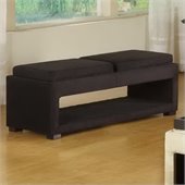 Armen Living Cancun Microfiber Double Tray Storage Bench in Black