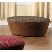 Armen Living Hostess Faux Leather Ottoman in Wrangler Leopard Print