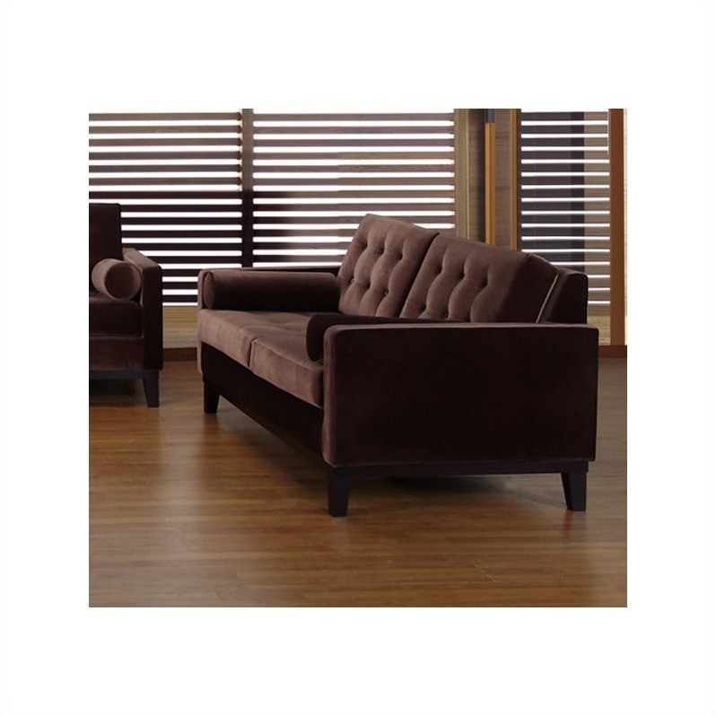 Armen Living LC7252BR Centennial Brown Velvet Loveseat