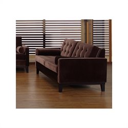Armen Living Centennial Velvet Loveseat in Brown