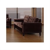 Armen Living Centennial Velvet Loveseat in Brown