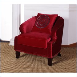Armen Living Contessa Velvet Club Chair in Red