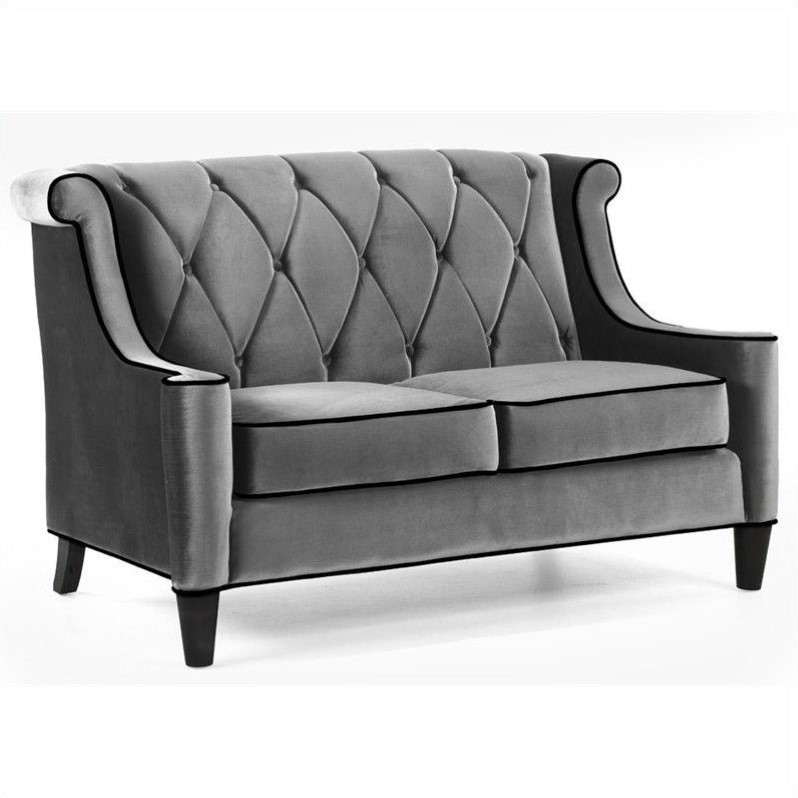 Armen Living Barrister Gray Velvet Loveseat - LC8442GRAY