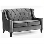 Armen Living Barrister Velvet Loveseat in Gray
