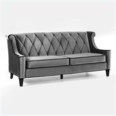 Armen Living Barrister Velvet Sofa in Gray