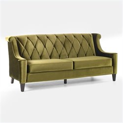 Armen Living Barrister Velvet Sofa in Green