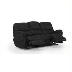 Armen Living Idaho Leather Reclining Sofa in Black