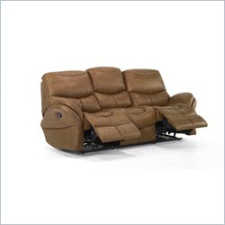 Armen Living Idaho Leather Reclining Sofa in Whiskey