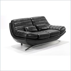 Armen Living Riviera Leather Loveseat in Black
