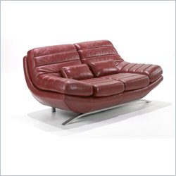 Armen Living Riviera Leather Loveseat in Red
